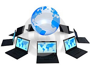 Global Network Indicates Digital Globe And Internet