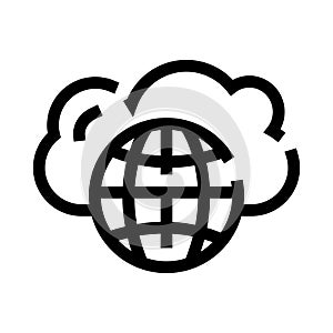 Global network linking cloud computing technology icon