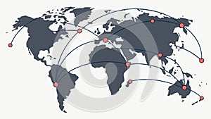Global Network Map with Connected Data Points, Connectivity, vector design Generative AI