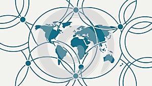 Global Network Map with Interconnected Data Points, vector design Generative AI