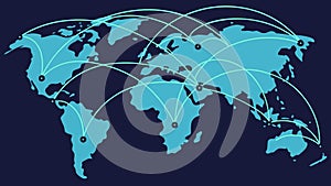 Global network map with interconnected nodes, symbolizing connectivity and digital world, vector design Generative AI