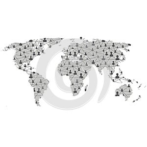 Global network mesh. Social communications background. Earth map. Vector illustration