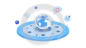 Global Network on a Planet, Interconnected World Communication, vector design Generative AI