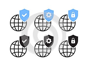 Global Network Security and Data Protection Icon Set