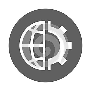 Global network Settings icon. Gray vector logo