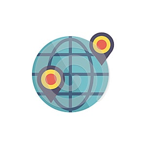 Global network showing location pins and navigation