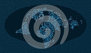 Global network. Sinu Mollweide projection.