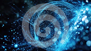 Global network sphere connecting digital technology data points