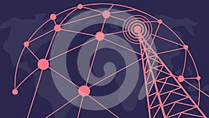 Global Network Sphere with Interconnected Data Points, vector design Generative AI