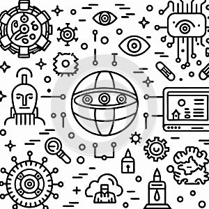 Global network surveillance technology concept
