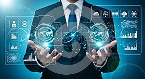 Global Network Technology and Artificial Intelligence Data Visualization Concept