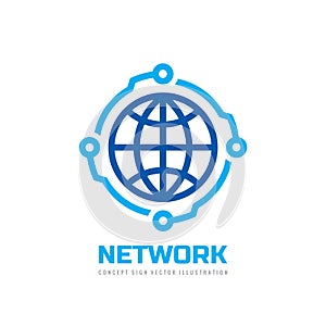 Global network - vector logo design. Technology concept sign. Electronic digital symbol.