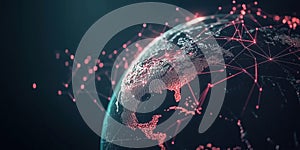 Global network visualization with interconnected nodes and lines
