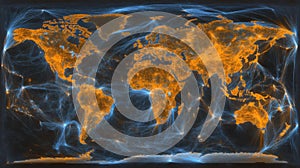 Global network visualization showcasing connections and data flow