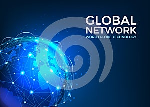 Global network. World globe technology, internet business connect, worldwide tech communication. Planet earth, online