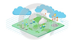 Global Networking Cloud: World Map & Digital Connectivity, vector design Generative AI