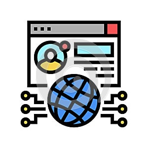 global networking color icon vector illustration