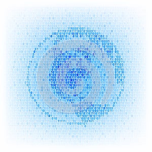 Global networking concept. Binary code globe icon.