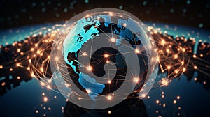 Global networking connection, Metaverse Technology, digital communication data exchanges