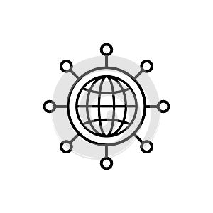 Global networking icon in flat. Network symbol