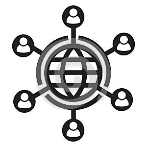 Global networking icon vector, connection symbol