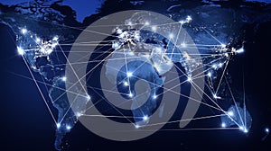 Global networking and international communication. World map as a symbol of the global network. Elements of this image