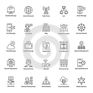 Global Networking Line Icons Pack