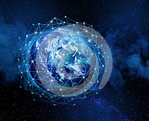 Global networking mesh around planet Earth