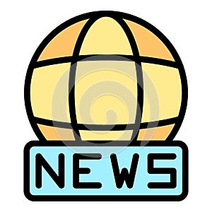 Global news icon vector flat