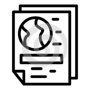 Global newspaper reportage icon, outline style