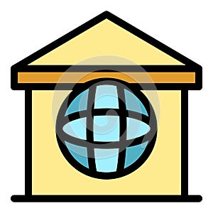 Global online bank icon vector flat