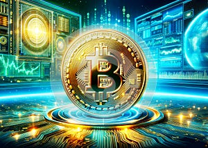 Global Online Cryptocurrency Mining Crypto Coins Digital Currency Internal Computer Internet Bitcoin AI Generated
