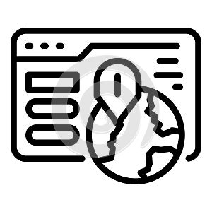 Global online market icon, outline style
