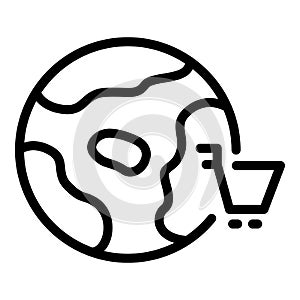 Global online store icon outline vector. Sale cart