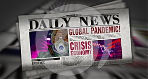 Global pandemic breaking news â€“ retro newspaper printing press