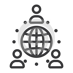 Global partnership line icon, business