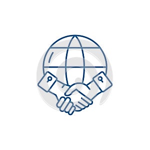 Global partnership line icon concept. Global partnership flat  vector symbol, sign, outline illustration.