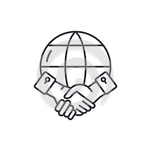 Global partnership line icon concept. Global partnership vector linear illustration, symbol, sign