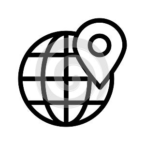 Global pin line vector icon