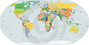 A livello globale mappa politica del mondo vettore 