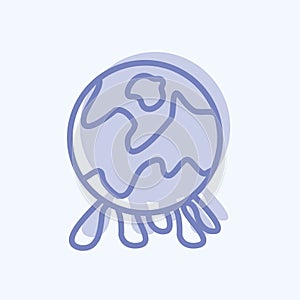 Global Pollution Icon in trendy two tone style isolated on soft blue background