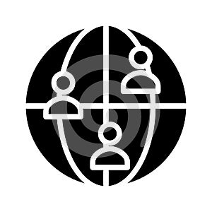 Global population black glyph icon