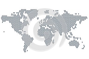 global population infographic. Map made from stick figure people