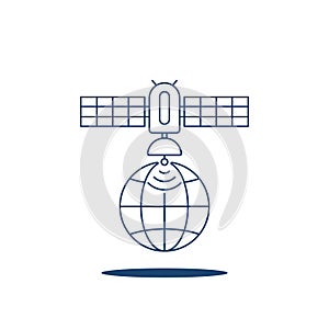 global positioning system icon with satellite