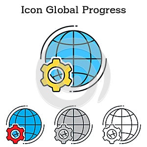 Global Progress flat icon design for infographics and businesses