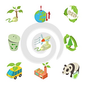 Global protection icons set, isometric style