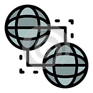Global radio network icon color outline vector
