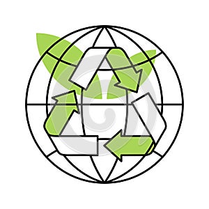 Global Recycling Program - sign with globe and leaf