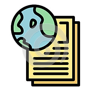 Global reportage writing icon color outline vector