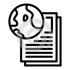 Global reportage writing icon, outline style